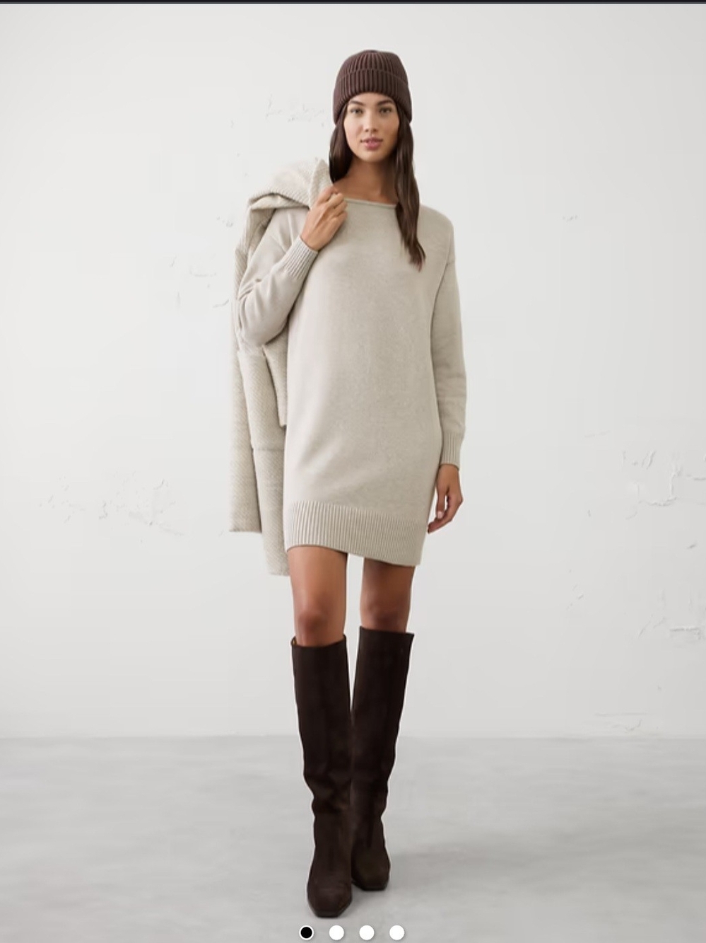Banana Republic Cream Knit Mini Sweater Dress Size XL Tall